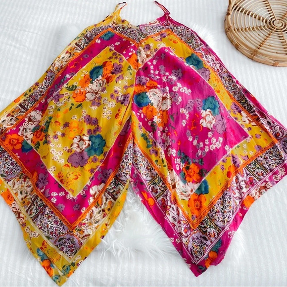 Anthropologie Daria Handkerchief Sleep Midi Dress Multi Floral Asymmetrical XS/S - Picture 6 of 13